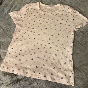 GAP Cream Tee with Blue Floral Accents